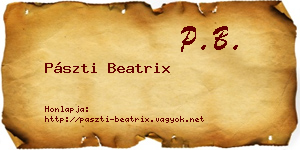 Pászti Beatrix névjegykártya